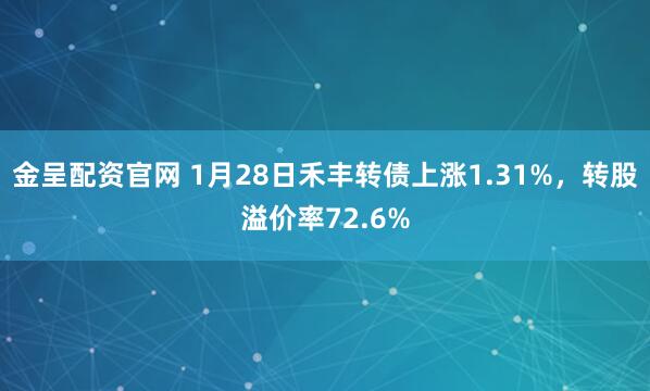 金呈配资官网 1月28日禾丰转债上涨1.31%，转股溢价率72.6%